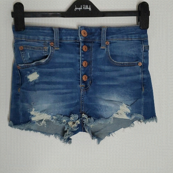 American Eagle Outfitters Pants - American Eagle button fly super stretch size 2 high rise jean shorts